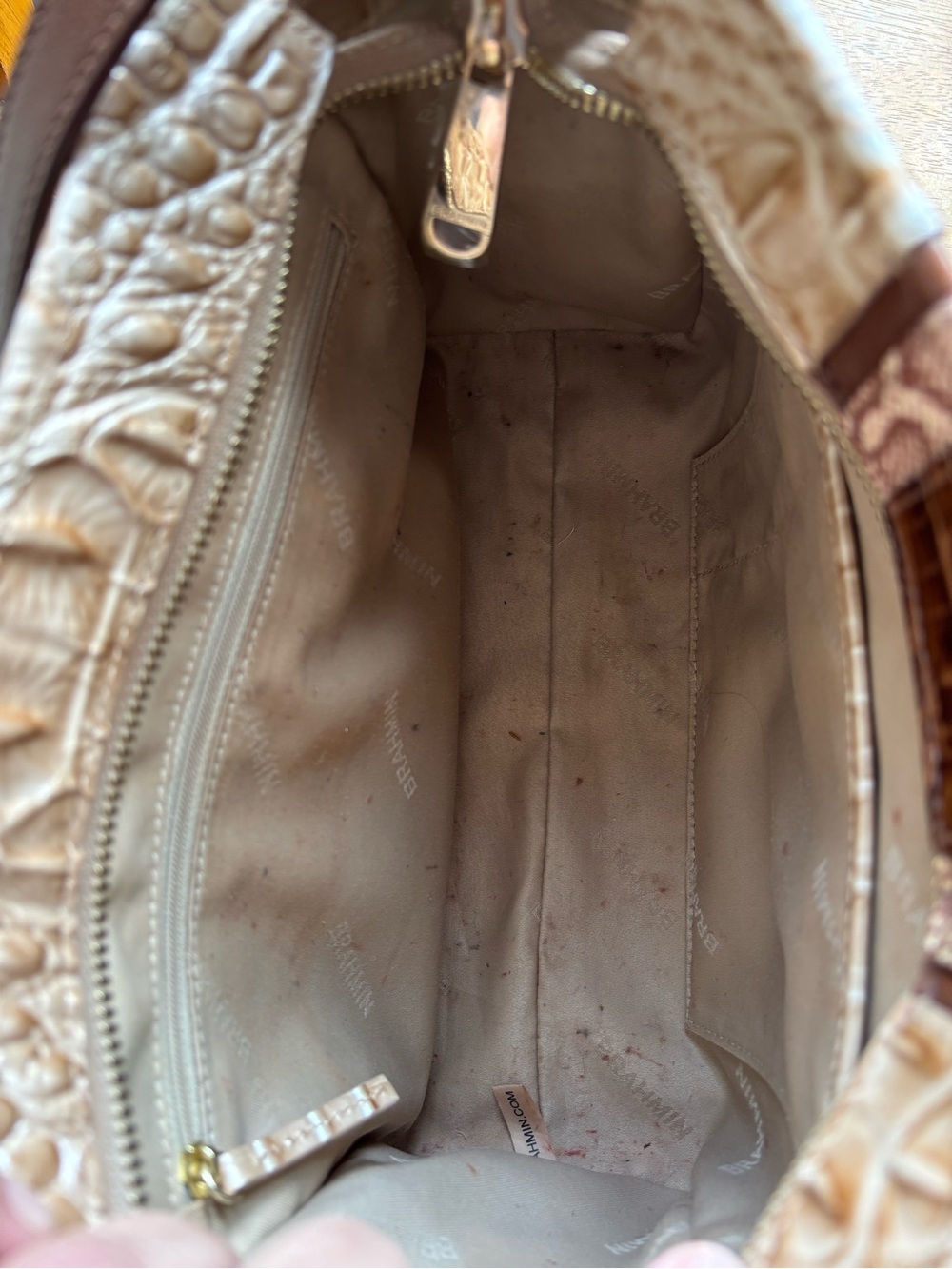 Brahmin Hilary Crossbody Beige and Brown Croc-Embossed Leather with Tassel - Picture 11 of 16